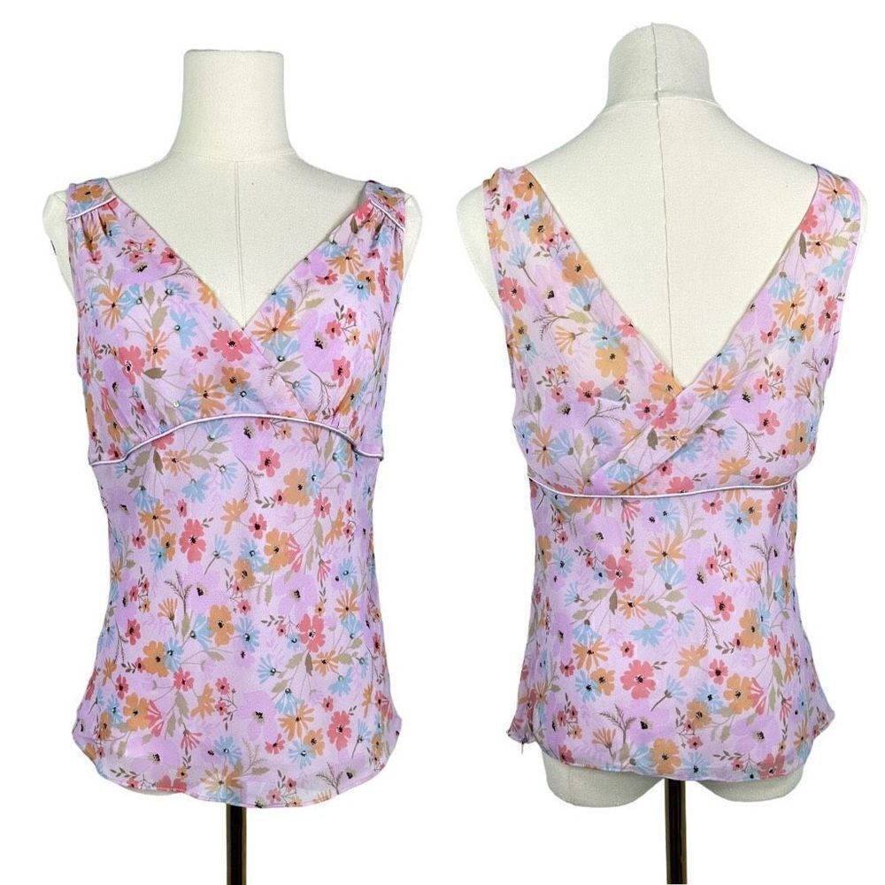 Context Silk Ditzy Floral Y2K Cami Tank Top , Size 4